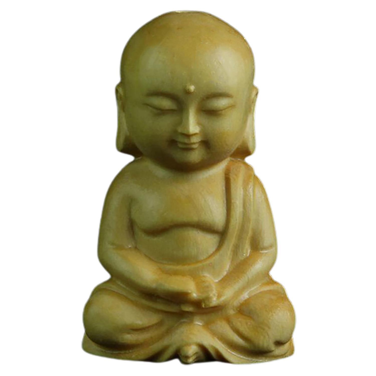 ZHOUBA Mini Unpainted Buddha Statues Wood Fine Workmanship Monk Figurine Home Decor