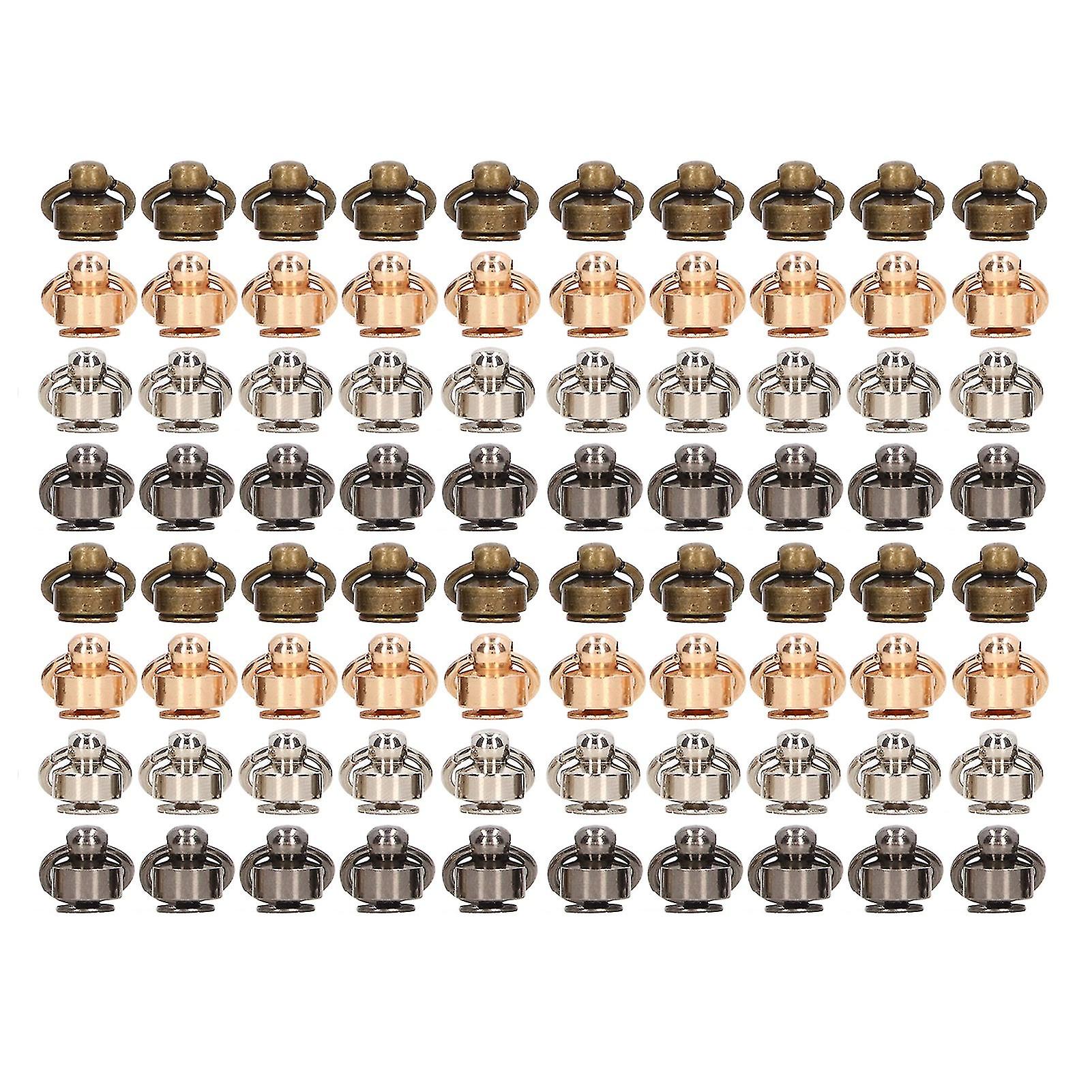 80 Pcs Round Head Rivet Studs with Pull Ring Metal Hand Made DIY Leather Craft O Ring Nail Head Studs Rivets