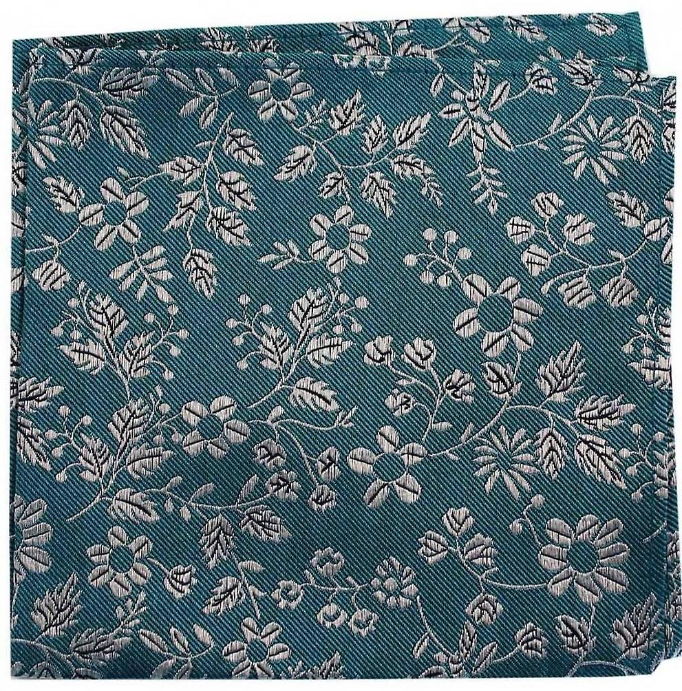 David Van Hagen Flowers Silk Pocket Square - Green/White
