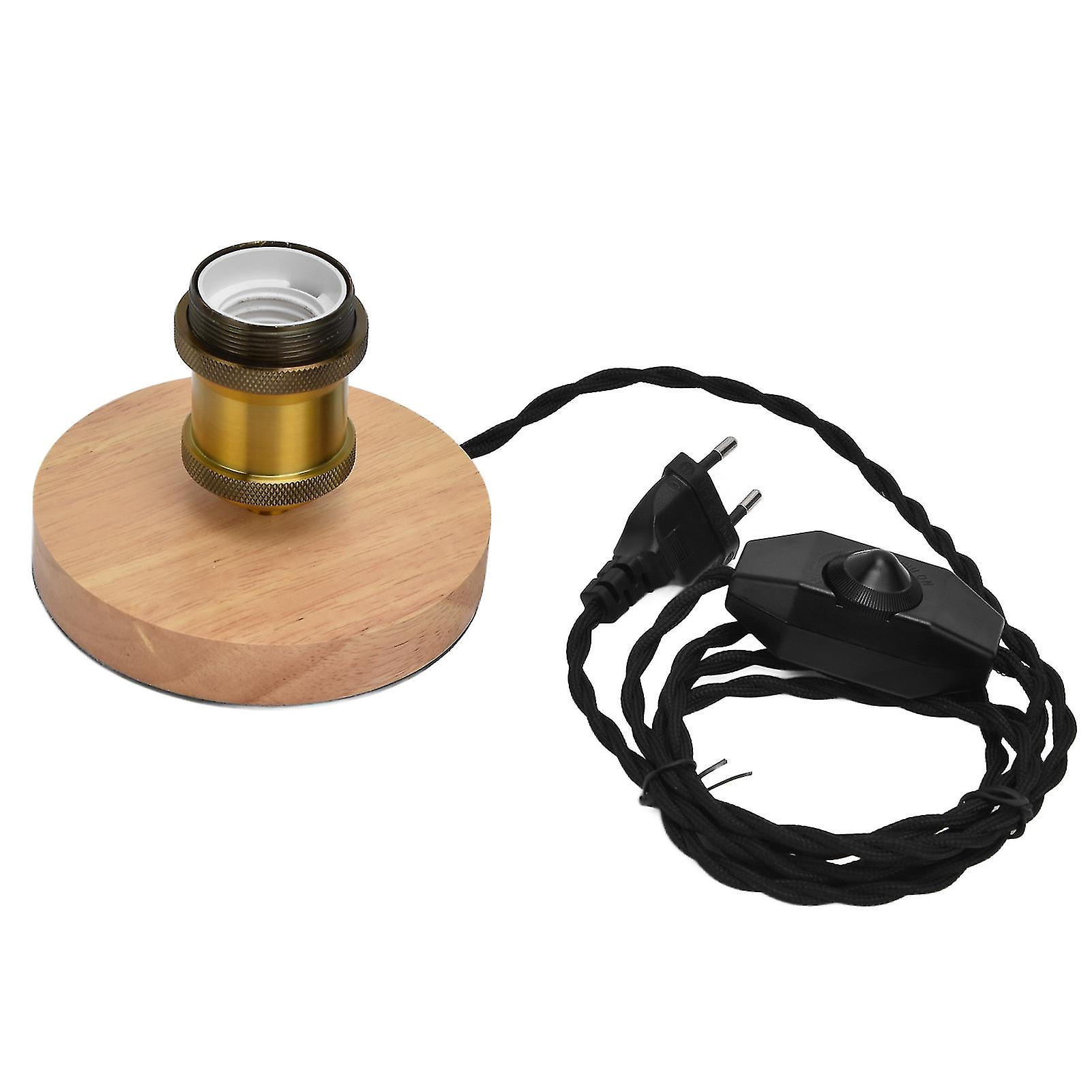 Lampholder Vintage Wood Lamp Holder with Dimmable Button for E27/E26 Bulb Home Bedroom Fixture  110‑240V