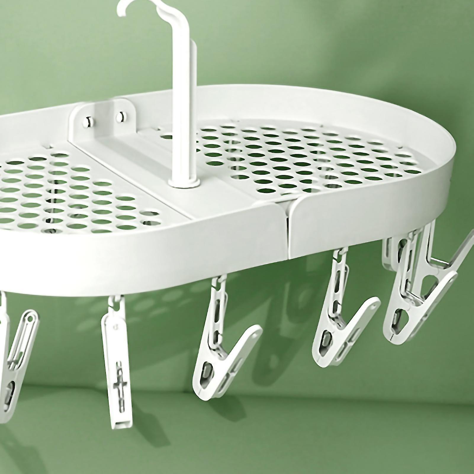 Rotatable Drying Rack 360° Rotation Foldable Clip Hanger Beige