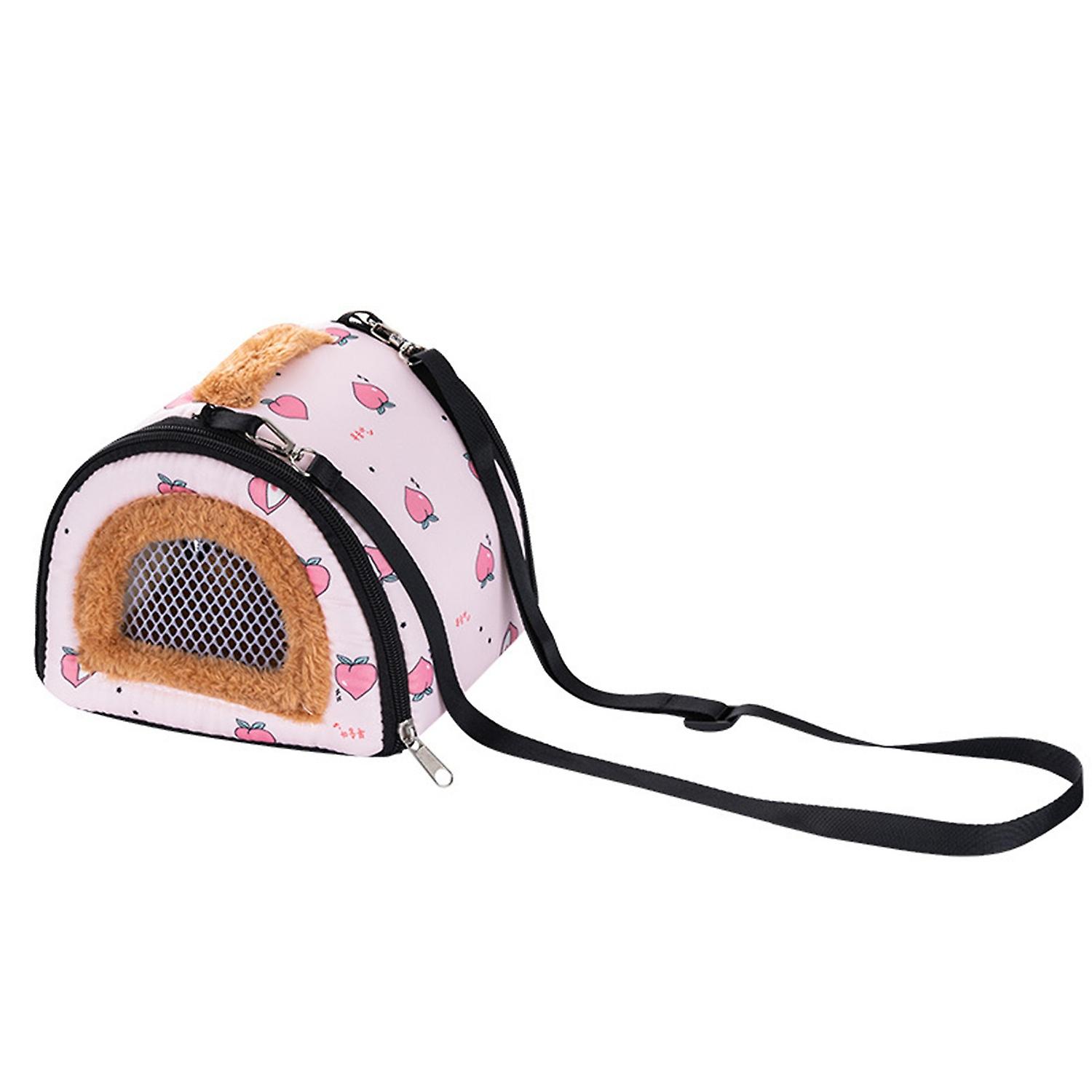 ZHOUBA Pet Nest Large Space Detachable Strap Top Handle Printed Keep Warm Cherry Print Hamster Bag