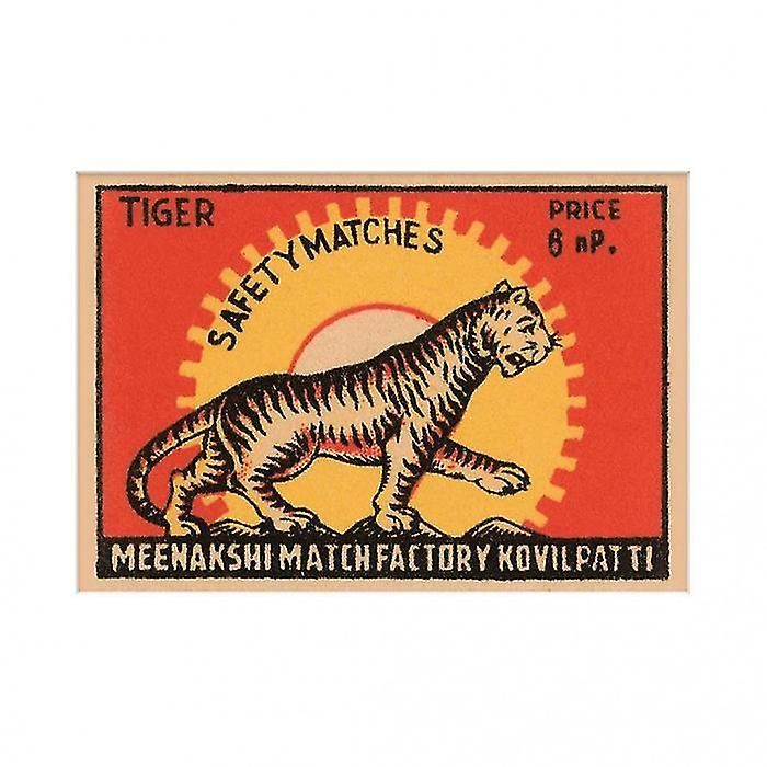 Tiger Safety Matches Mounted Print