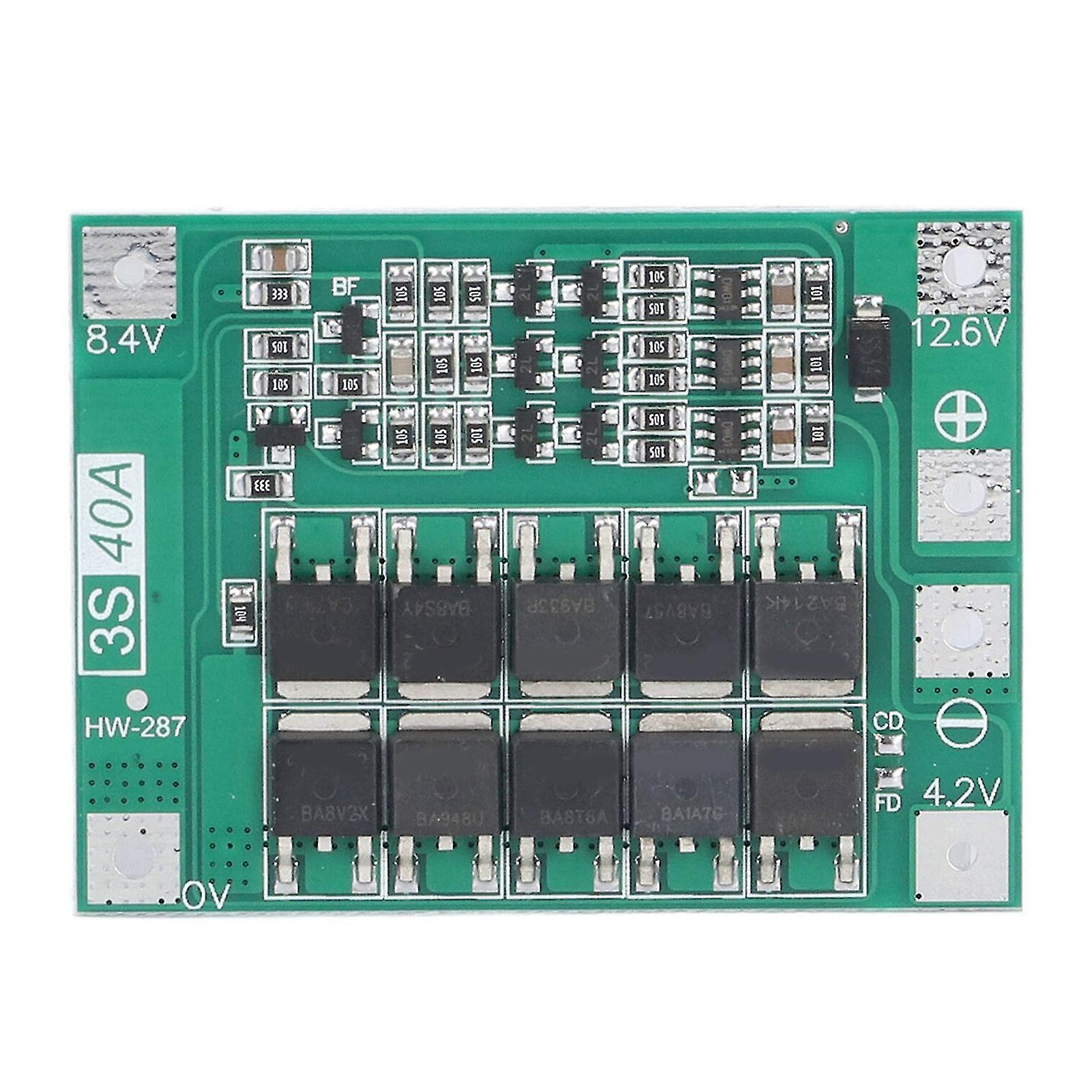 3S 40A Battery Protection Board 18650 Lithium Cell Balanced Charging Module 12.6V‑13.6V