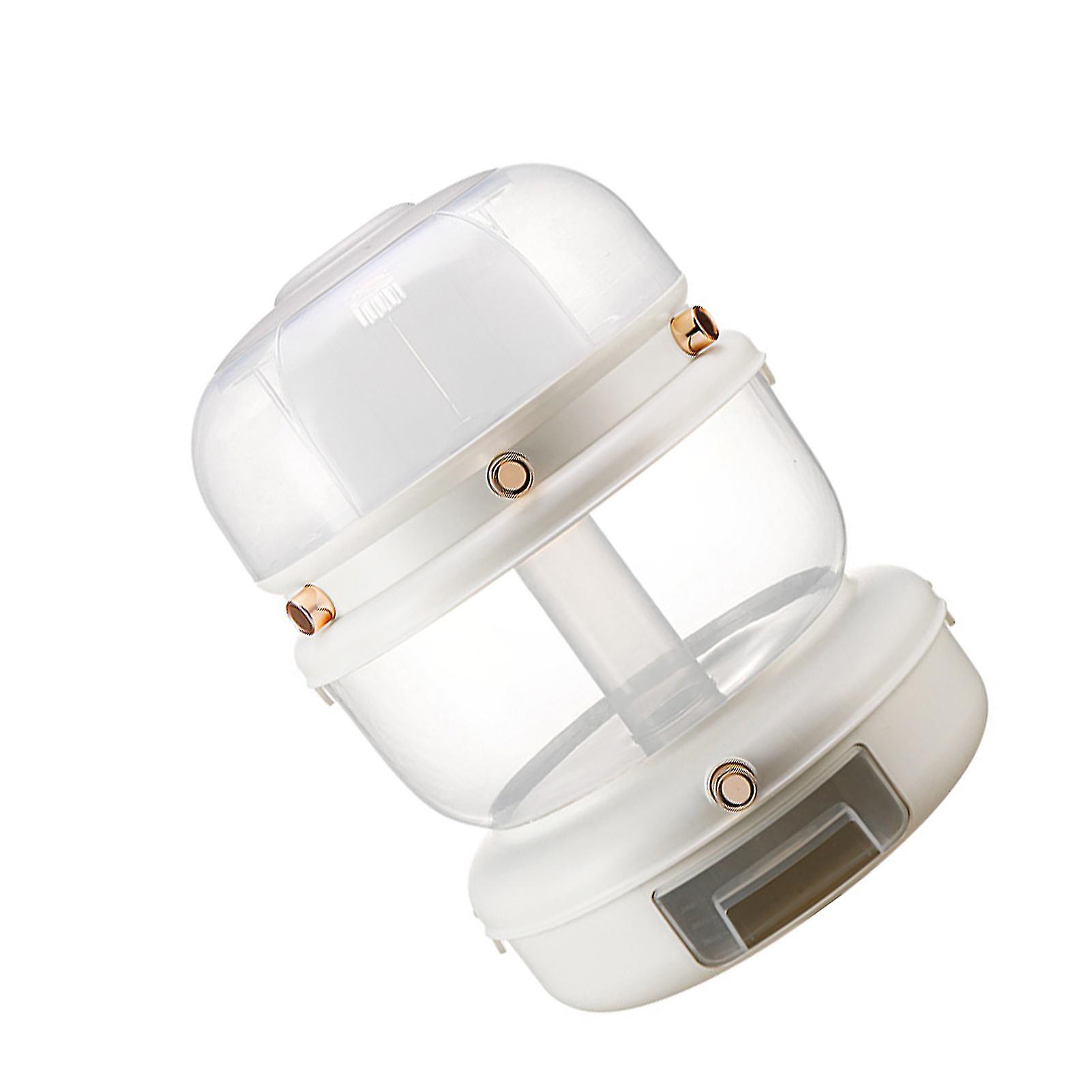Grains Storage Box Rotatable Sealed Divided Button Rice Storage Tank for Kitchen Home White 