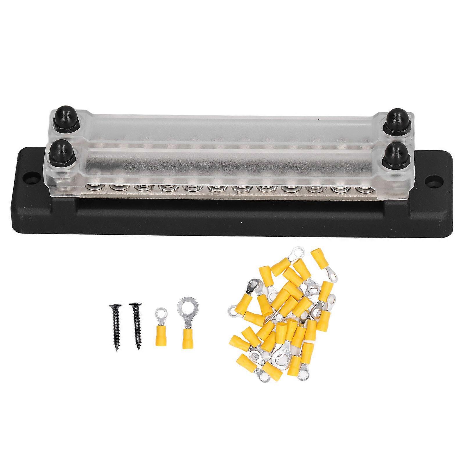48V 150A 24 Terminal Bus Bar Dual Rowbus Bar Block with Base OT Terminal for Car RV Trailers