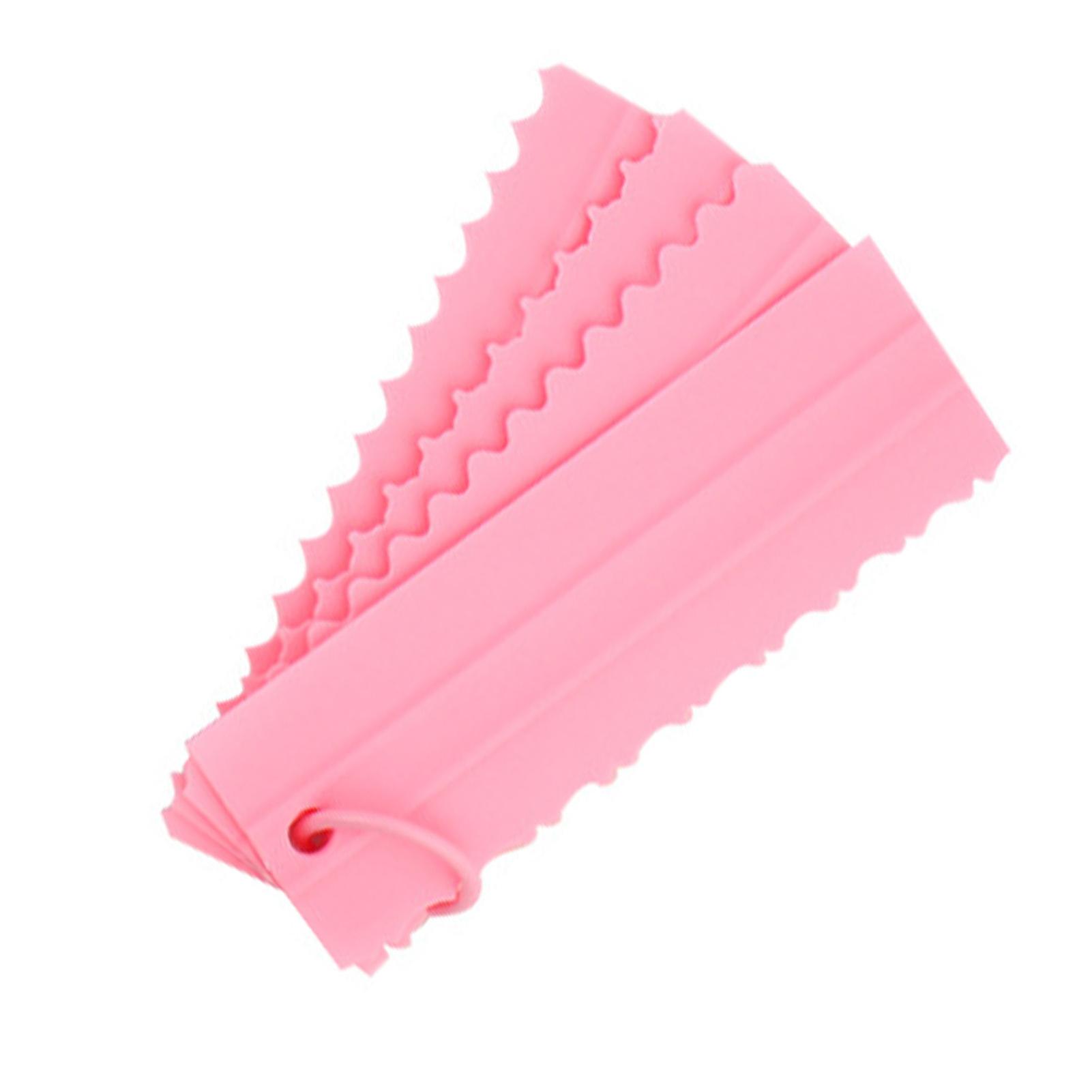 4Pcs Pink Cake Scraper Set 7.5x22.8cm Durable Eco Plastic