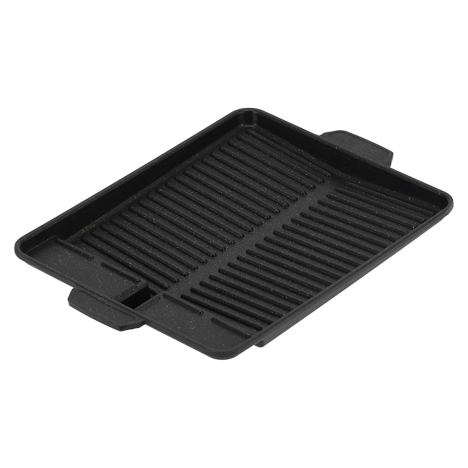 Multifunctional Korean BBQ Grill Pan, Non-Stick Portable Teppanyaki Pan, Striped Rectangular Grilling Pan