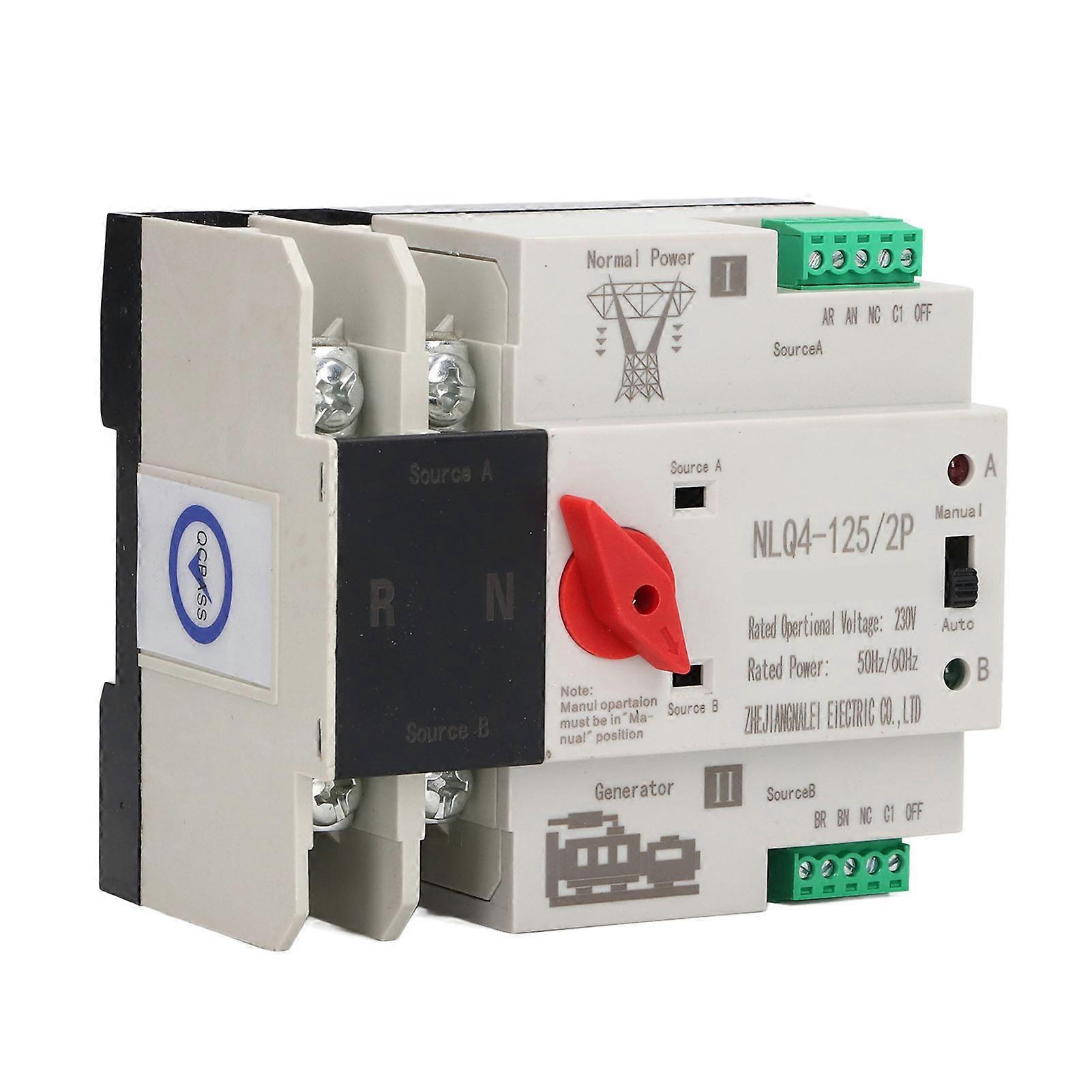 2P Dual Power Automatischer Transferschalter-Generator Unterbrechungsfreier Umschalter AC230V 32A