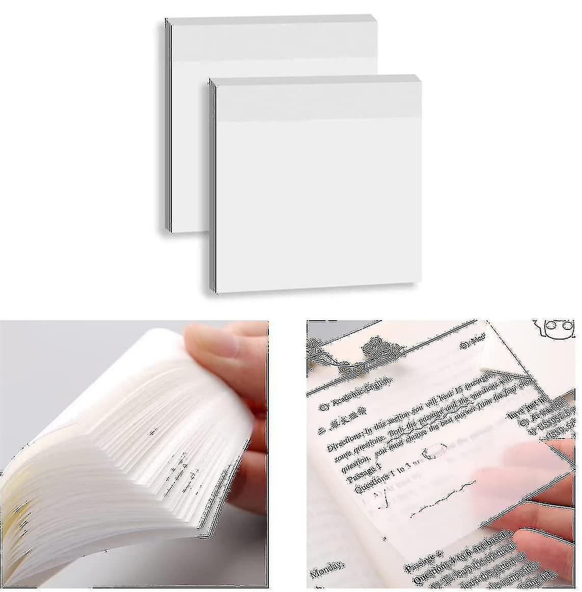 100pcs Transparent Sticky Notes Self-stick Note Pads, Transparent Self Adhesive Removable Transparent Notes