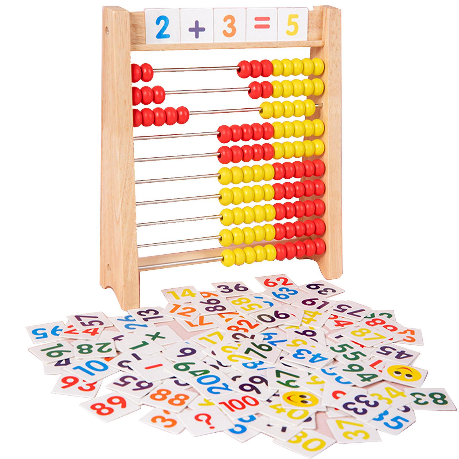 100-Bead Wooden Abacus Toy for Early Math and Counting Practice