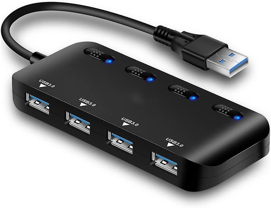 4 Port USB 3.0 Hub with Individual Power Switches and LEDs