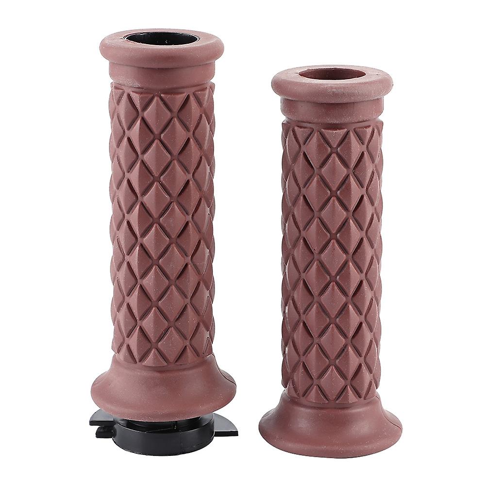2pcs 7/8in Motorcycle Handle Grip Retro Style Anti-Slip Handlebar Modified Riding Parts(Coffee )