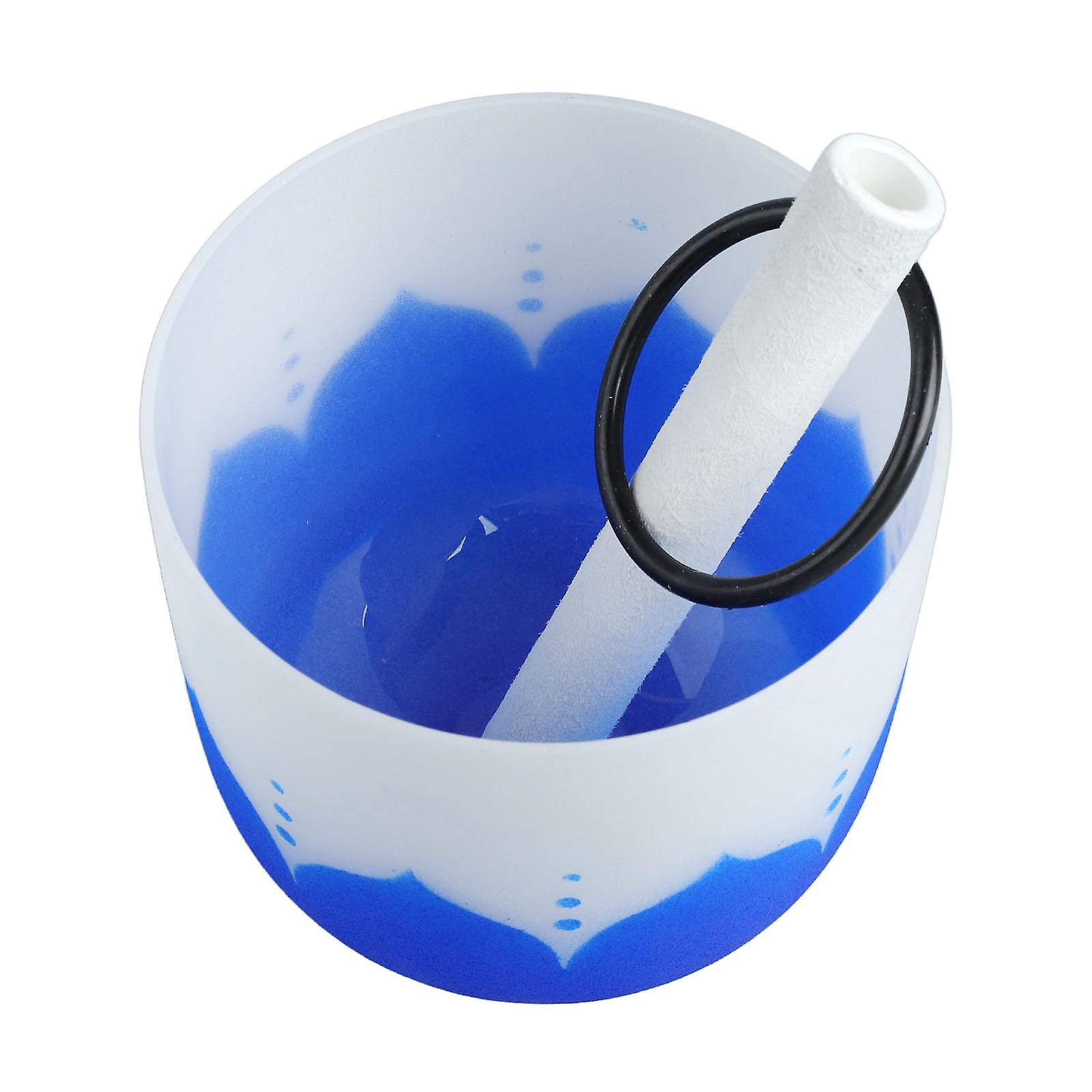 Music Singing Bowl Set Quartz Crystal Frosted Sound Healing Bowl with Rubber Hammer and Ring 8in G Note
