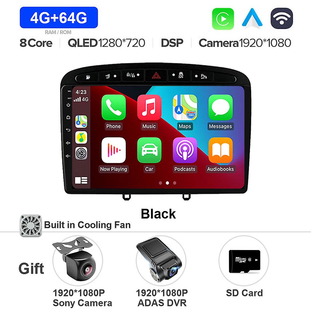 Android 13 9" Black Car Radio For Peugeot 408 308 308sw 2010 - 2016 Autoradio Multimedia Player Navigation Head Unit Gps Dsp