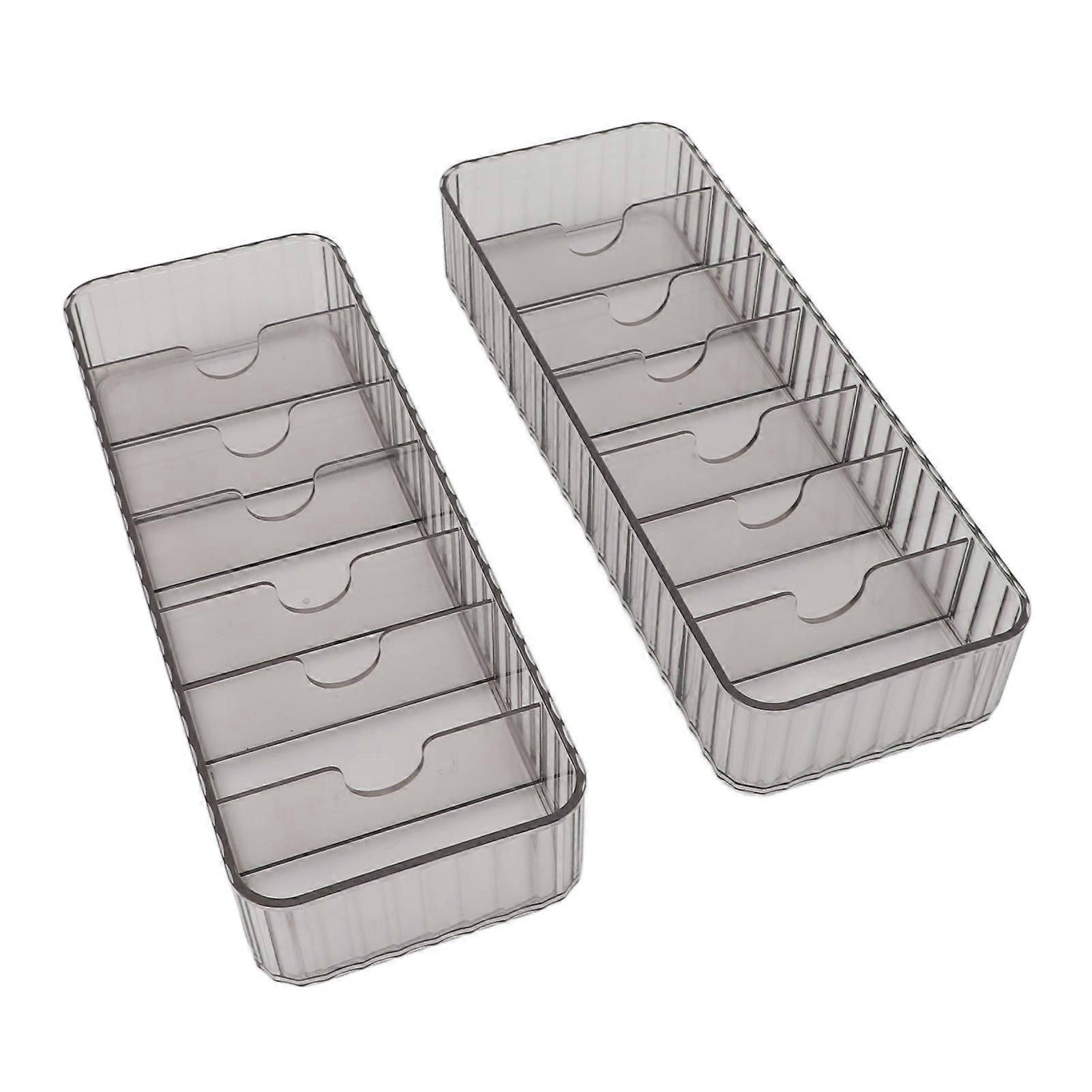 Data Cable Storage Box Multi Compartment Clear Stackable Remote Control Cord Charger Organizer for Office Set of 2