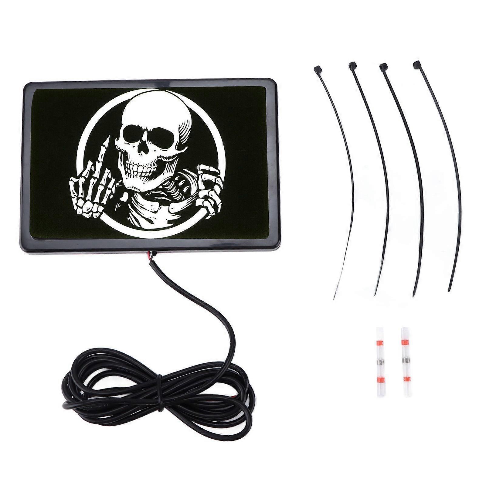 DC12V 4x6in LED Flag Light Skeleton Pattern Universal Accessory for Motorcycles UTVs ATVsBlack Frame E2U411