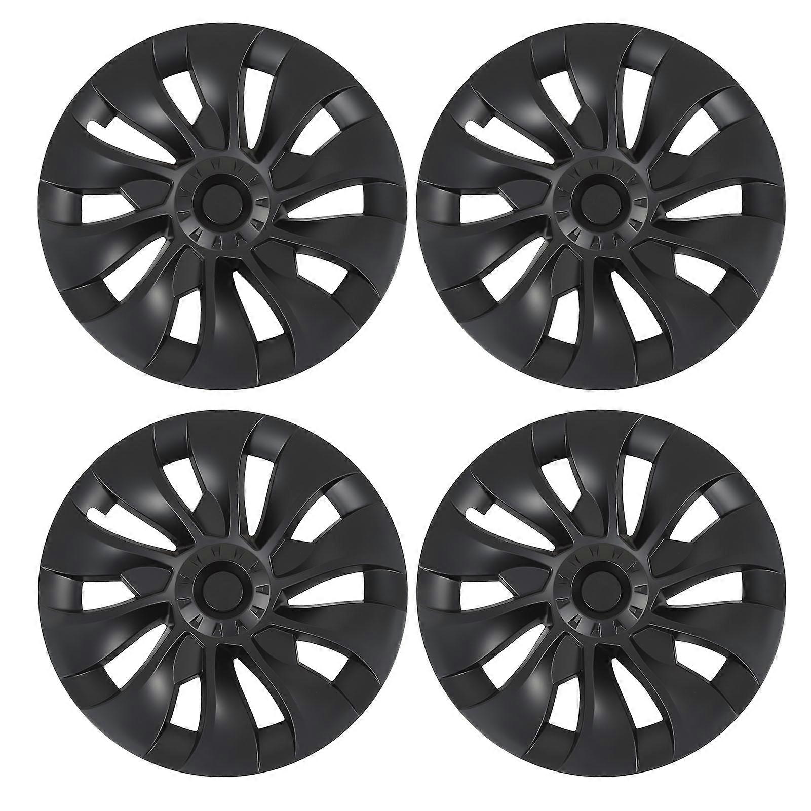 4Pcs 18in Wheel Hubcap Matte Black Cool Sporty Replacement for Tesla Model 3 2017 to 2023 E2U611