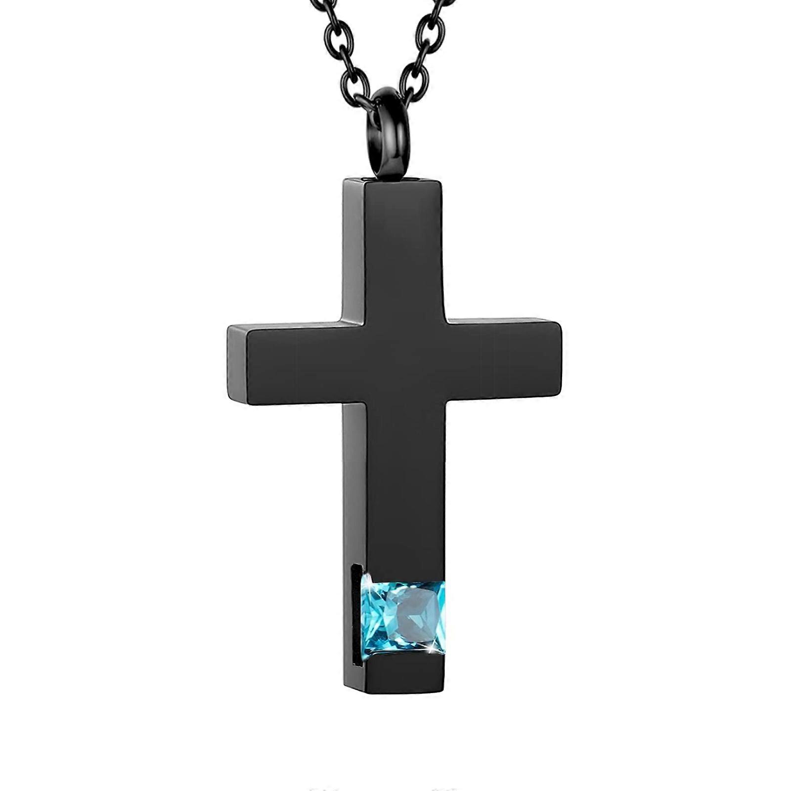 12-χρώμα Birthstone Memorial Κολιέ Αποτέφρωση Κοσμήματα Σταυρός Τεφροδόχος Κολιέ Μαύρο/ασημί Ανθρώπινη στάχτη Κολιέ Christian Keepsake