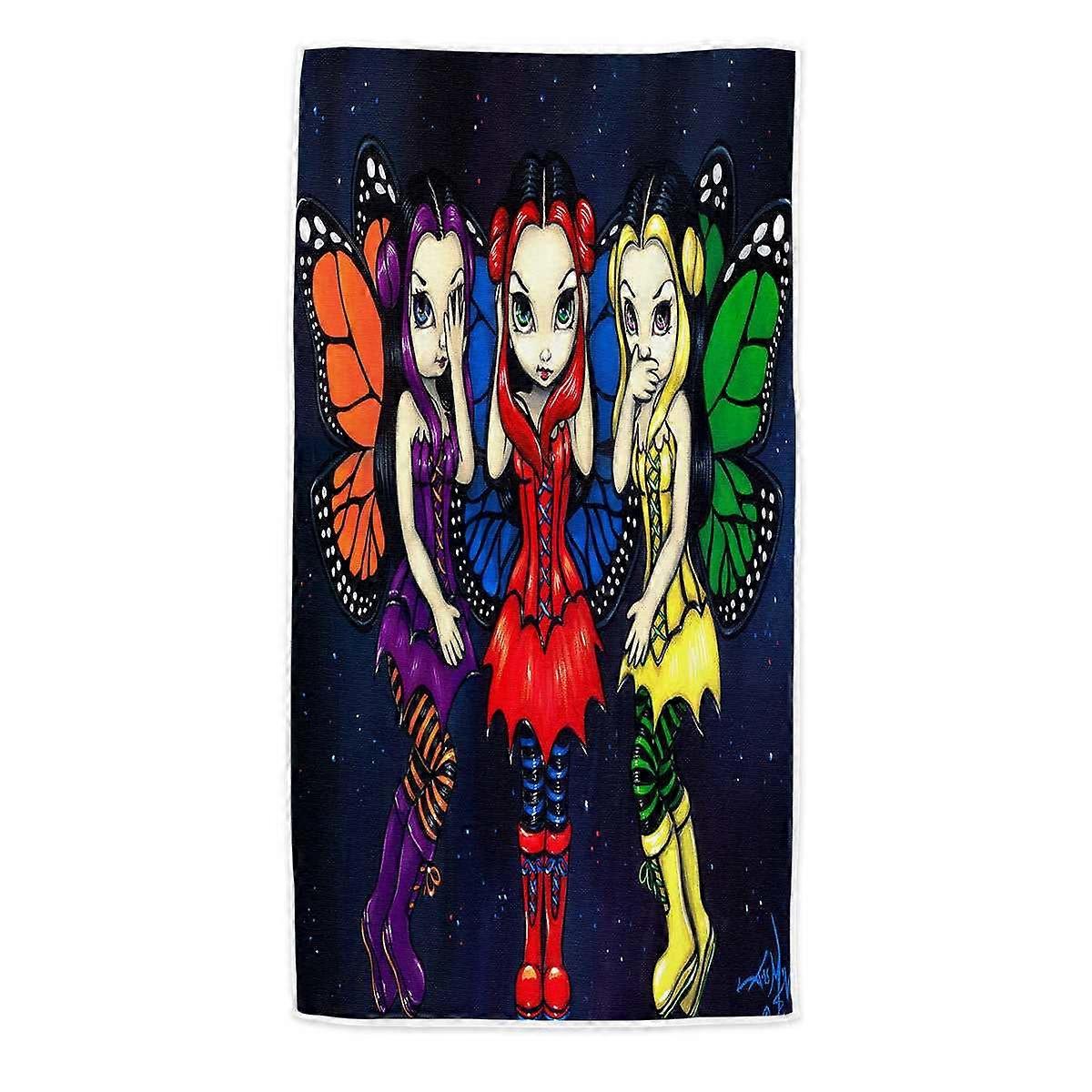 Three Wise Faeries No See Hear and Speak Microfiber Beach Towel