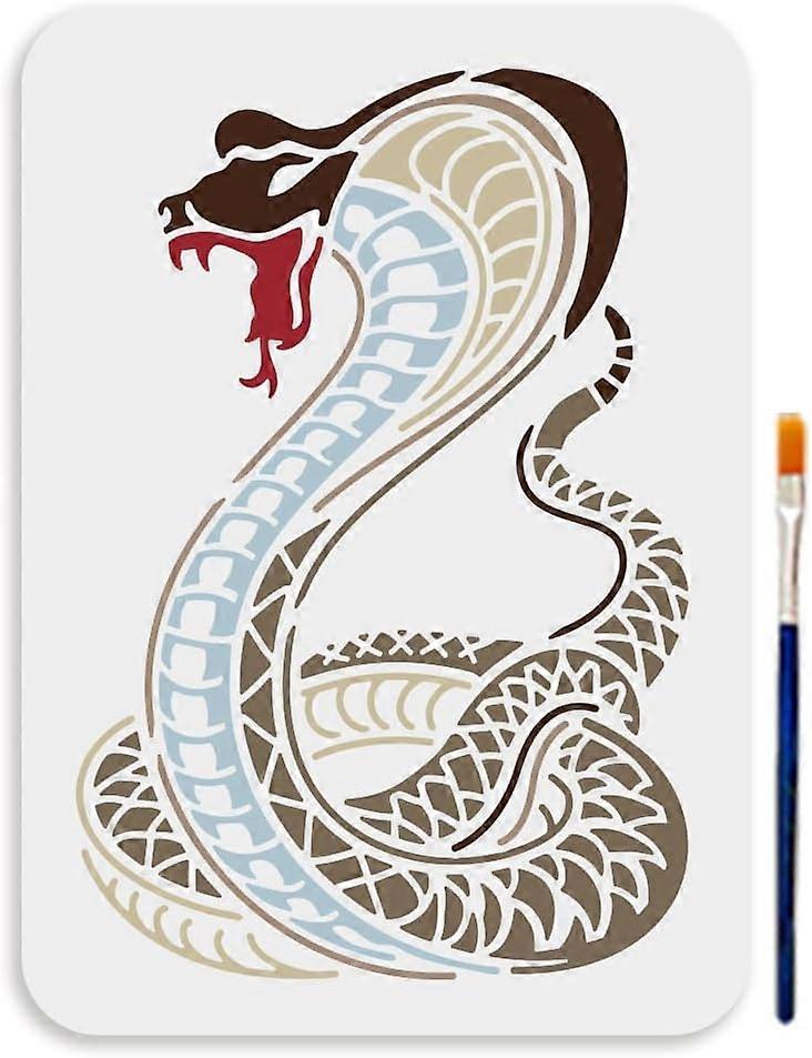 A4 Size Cobra Snake Cold Blooded Animal Template 11.7x8.3inchs Reusable Python Stencil Reptile PET Hollowing Template for Painting on Wood Floor Wall 