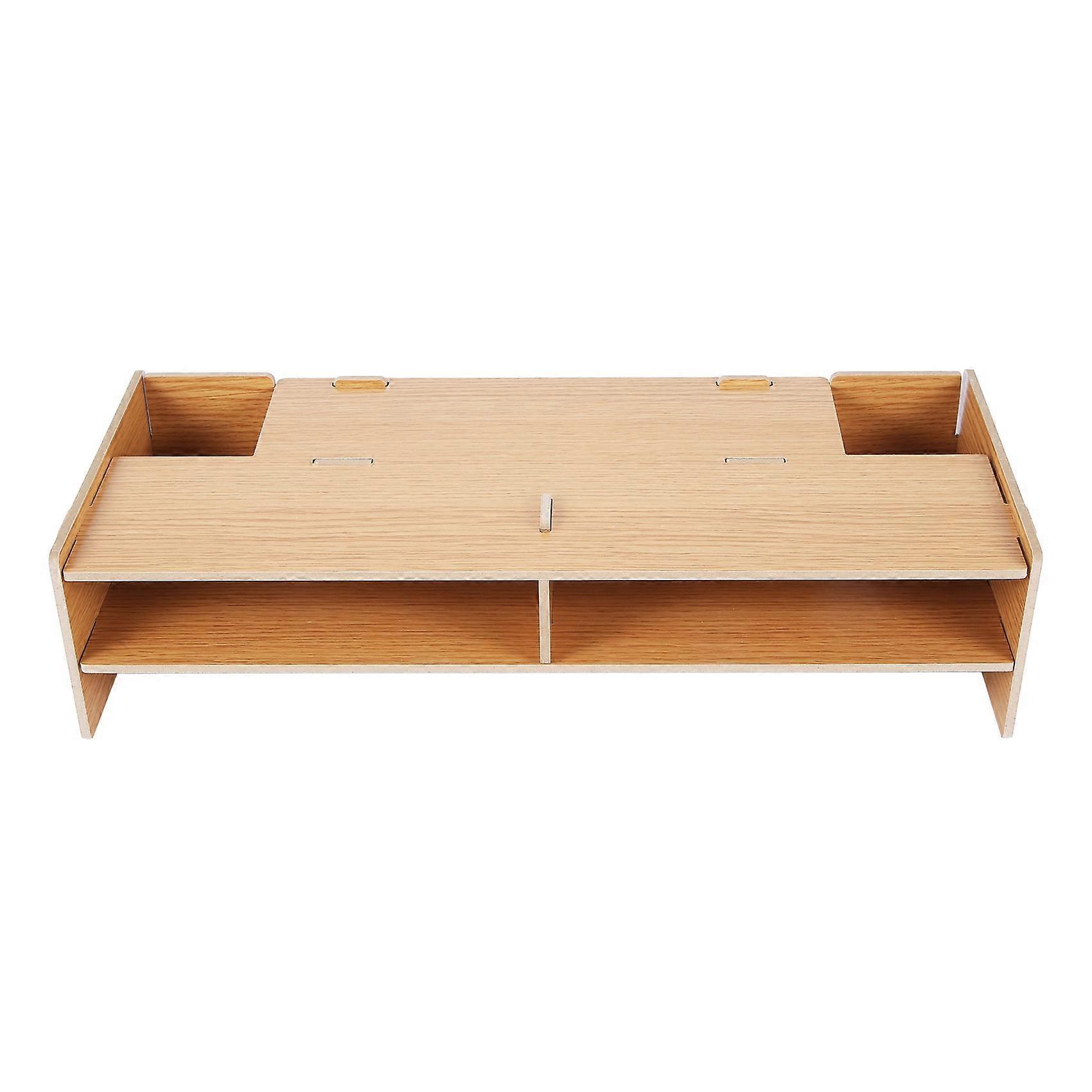 Wooden Monitor Stand Desktop Monitor Riser TV Stand and Desk Organizer with Slots and Storage Space