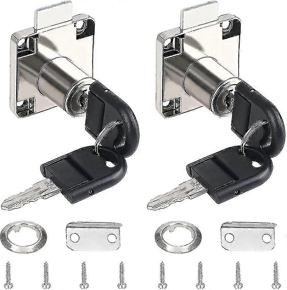 2 Pieces White Latch Push Lock Zinc Alloy Desk Drawer Lock Cylinder Cabinet Lock Use for Cabinets Drawers Mailboxes