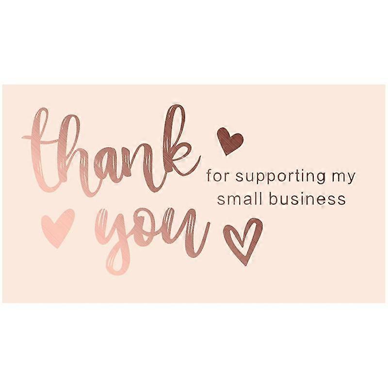 Barsinfi 200Pcs 2x3.5 Inch Thank You Cards with Gold Foil Letters Heart (Pink)