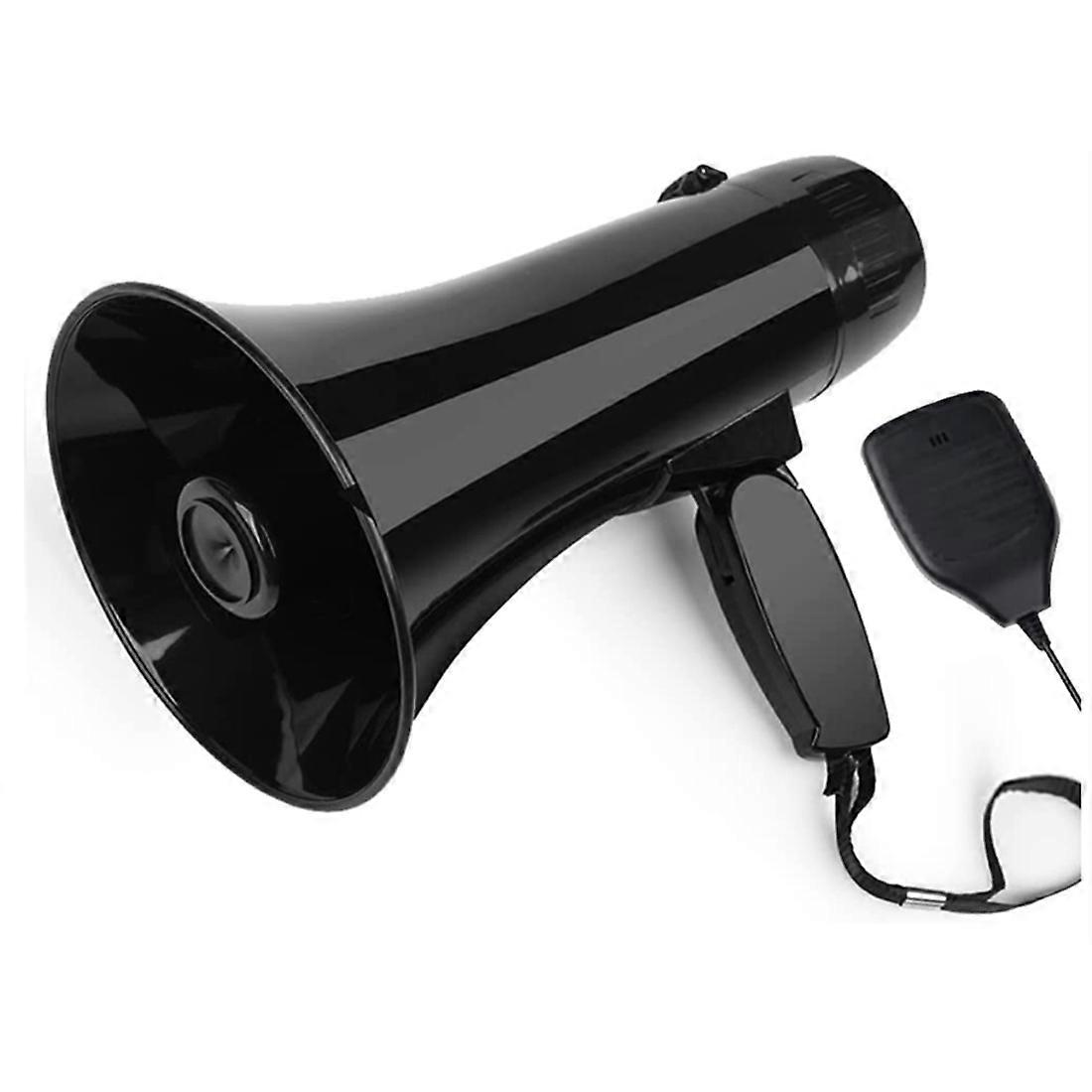 35 Watt Power Portable Speaker PA Bullhorn with Detachable Handheld Microphone, Built-In Siren (Bla