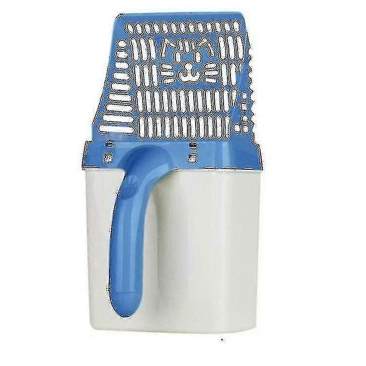 キャットリターショベルペットキャットリターシフターホローキャットサンドクリーニングスクープペットトイレ(青)