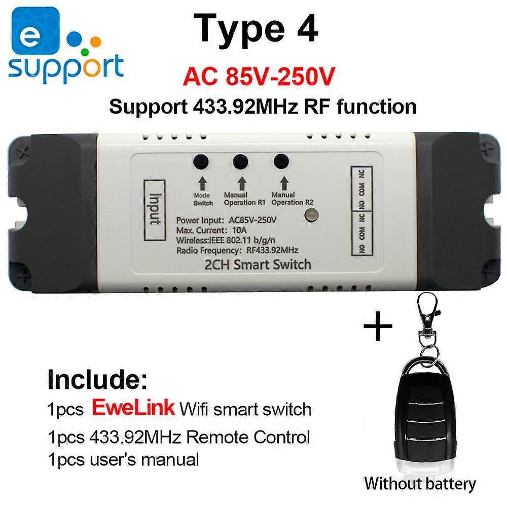 ewelink APP 2CH Wifi lysbryter Fjernkontroll 433 Mhz RF Smart Home Kontroller 2-kanals Smart Trådløs Brytermodul