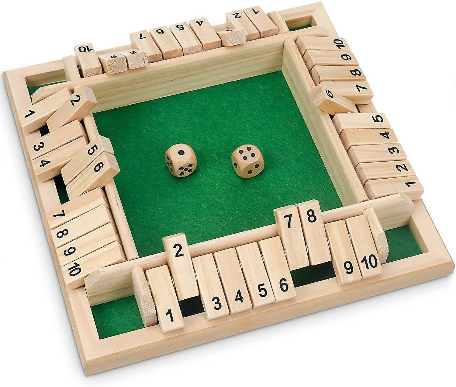 Shut The Box Educational Numeracy Skills Game Gift Wooden Number Board for 4 Players Digital Flop Game-red