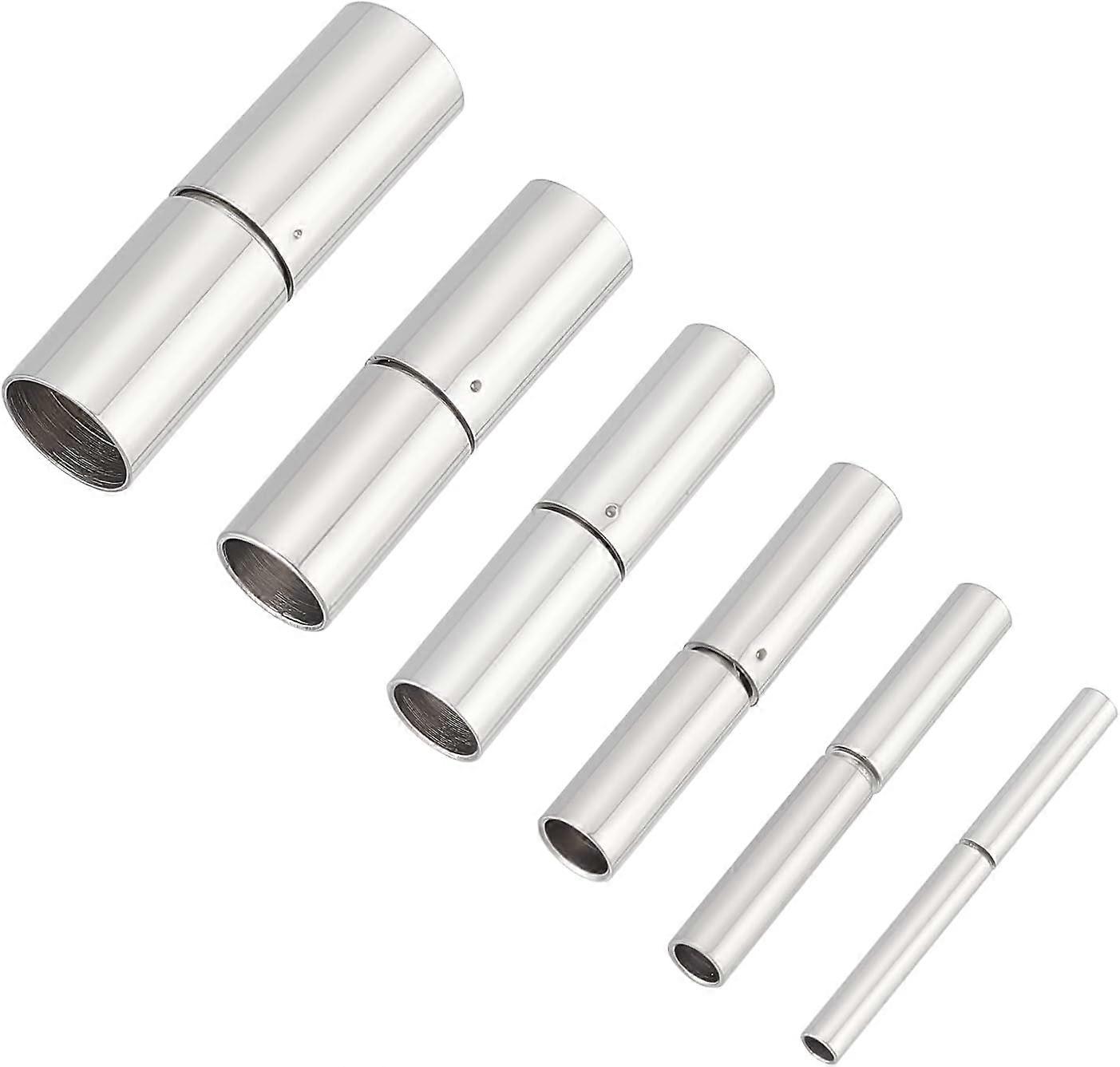 6 Sets 6 Sizes Bayonet Clasps 304 Stainless Steel Cord End Caps 1.3~6mm Hole Leather Rope Clasps Jewelry Clasps Bracelet Necklace Clasp Fit for 1-6mm 