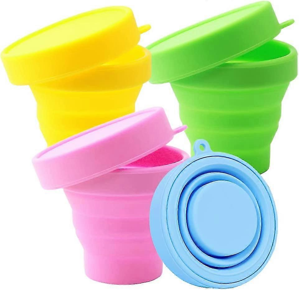 Camping Folding Cups, Silicone Cups Foldable, Folding Cups With Lids, Portable Silicone Cups, Camping Cups Stackable
