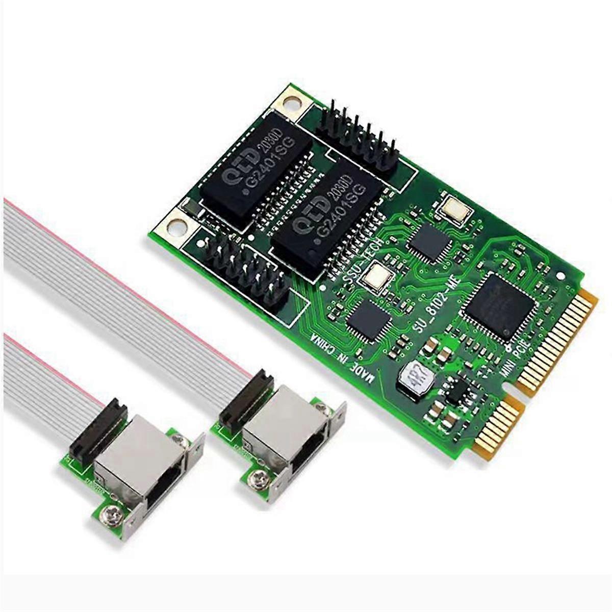 Mini PCI-E to 2 Port Network Card 1000Mbps Gigabit Ethernet COM Port 10/100/1000M RJ45 Network Adapter for PC