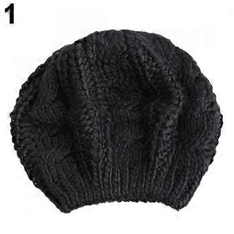 2024 Women's Hat Fashion Beret Braided Baggy Wool Knitted Warm Winter Beanie Hat Women Ski Cap