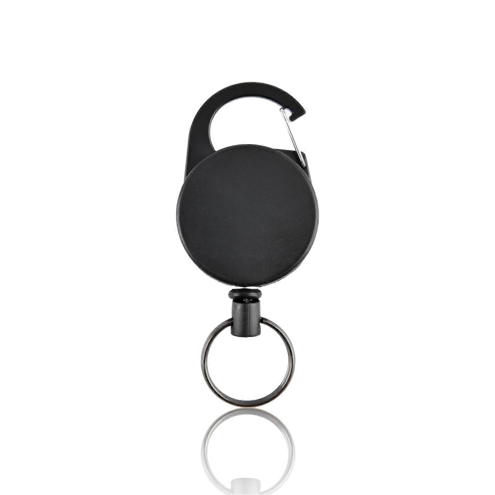 Retractable Keychain Key Holder For Keychain ID Badge Holder With Steel Wire Rope Heavy Duty Black Key Chain Extender For Office
