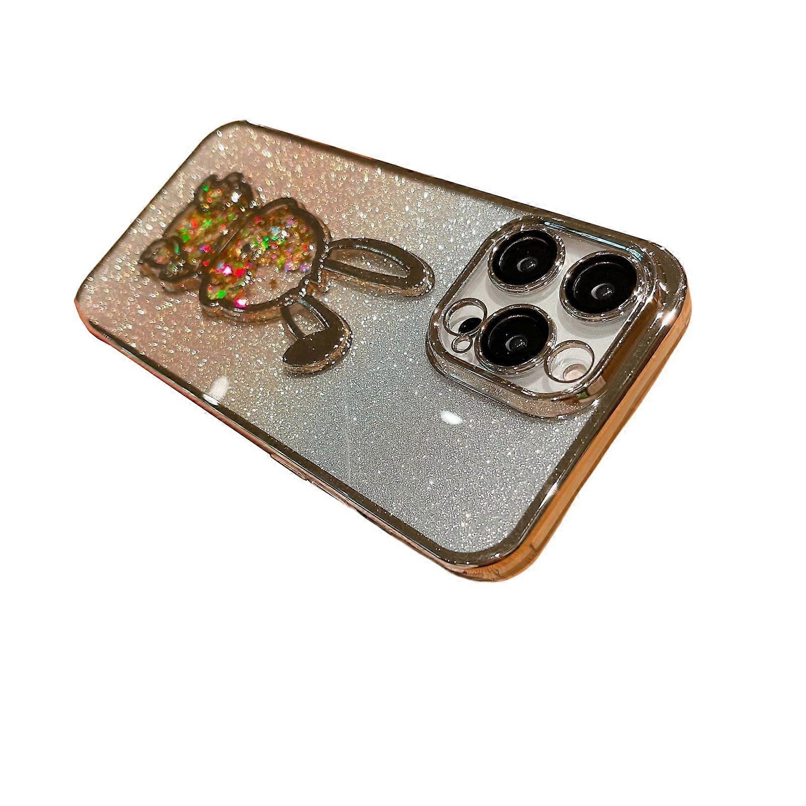Phone Protector Quicksand Glitter 360-degree Protection Plating Gradient Sparkling Rabbit Phone Cover for iPhone 14Pro/14Pro Max