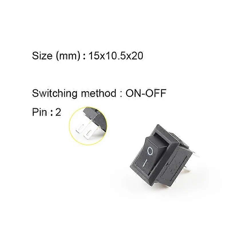 KCD11 2 Pin 10x15mm Mini Push Button Switch SPST 3A 250V AC Snap-in On/Off Boat Rocker Switch 1Black Red White Gray