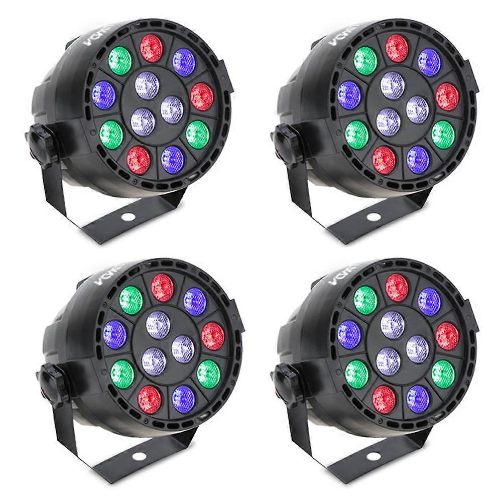 Projecteur PAR LED RGBW 12 LEDs - 8 Canaux DMX | Effets Strobe & Son Actif | Pour Fête, Discothèque (2 Pièces)