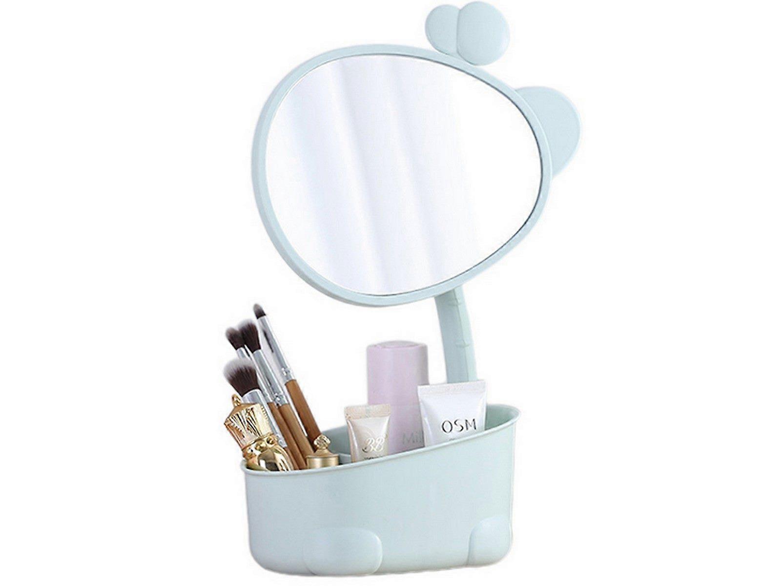 1PCS Makeup Mirror with Storage Blue
