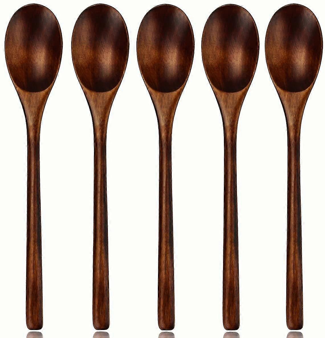 ملعقة خشبية، مقبض طويل أواني المطبخ النمط الياباني 5 ملاعق حساء خشبي نانمو
