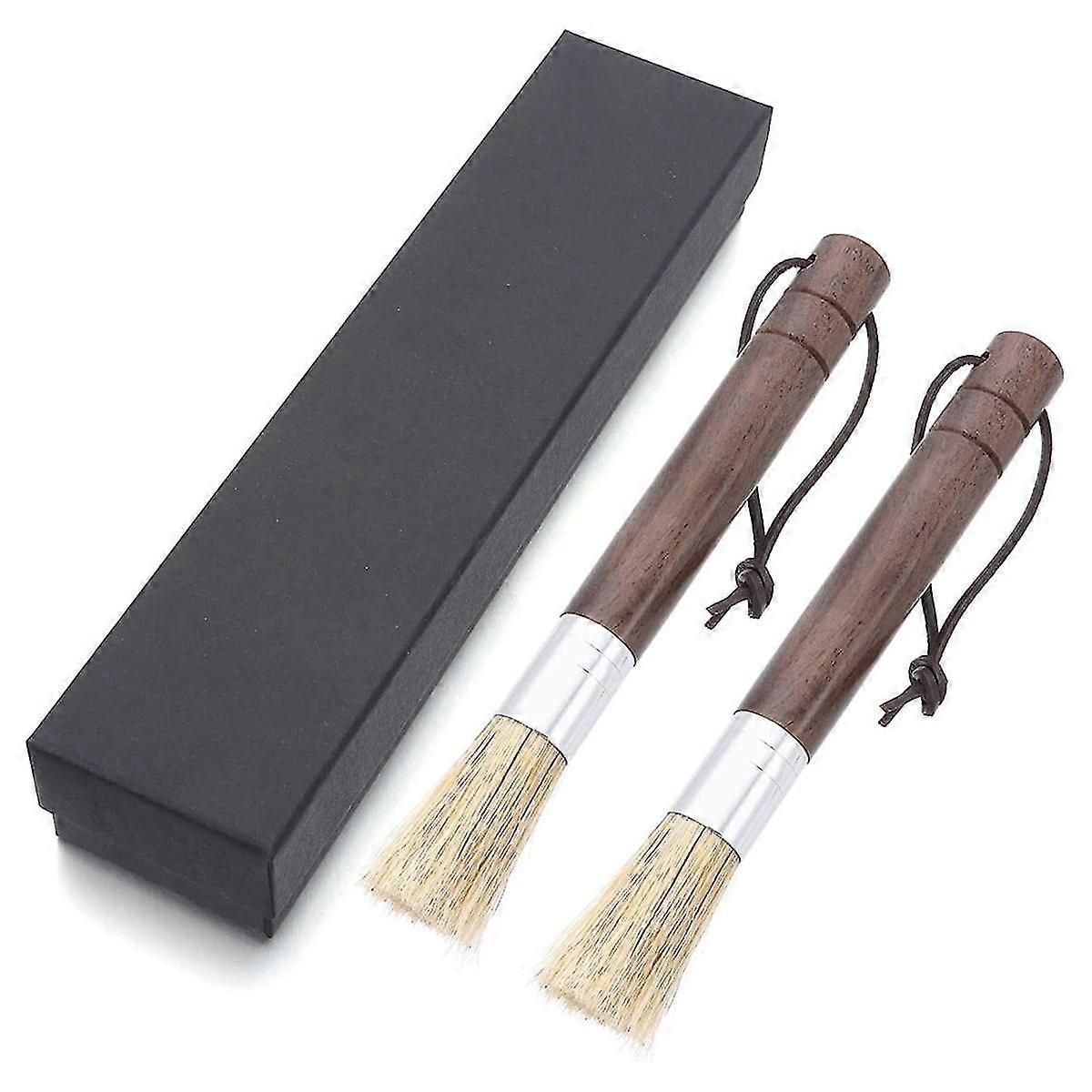 Cleaning Brush for Sewing Machine,Wooden Handle Lint Brush with Hanging Strap,Soft Brush Hair for Brushing Lint Out,B