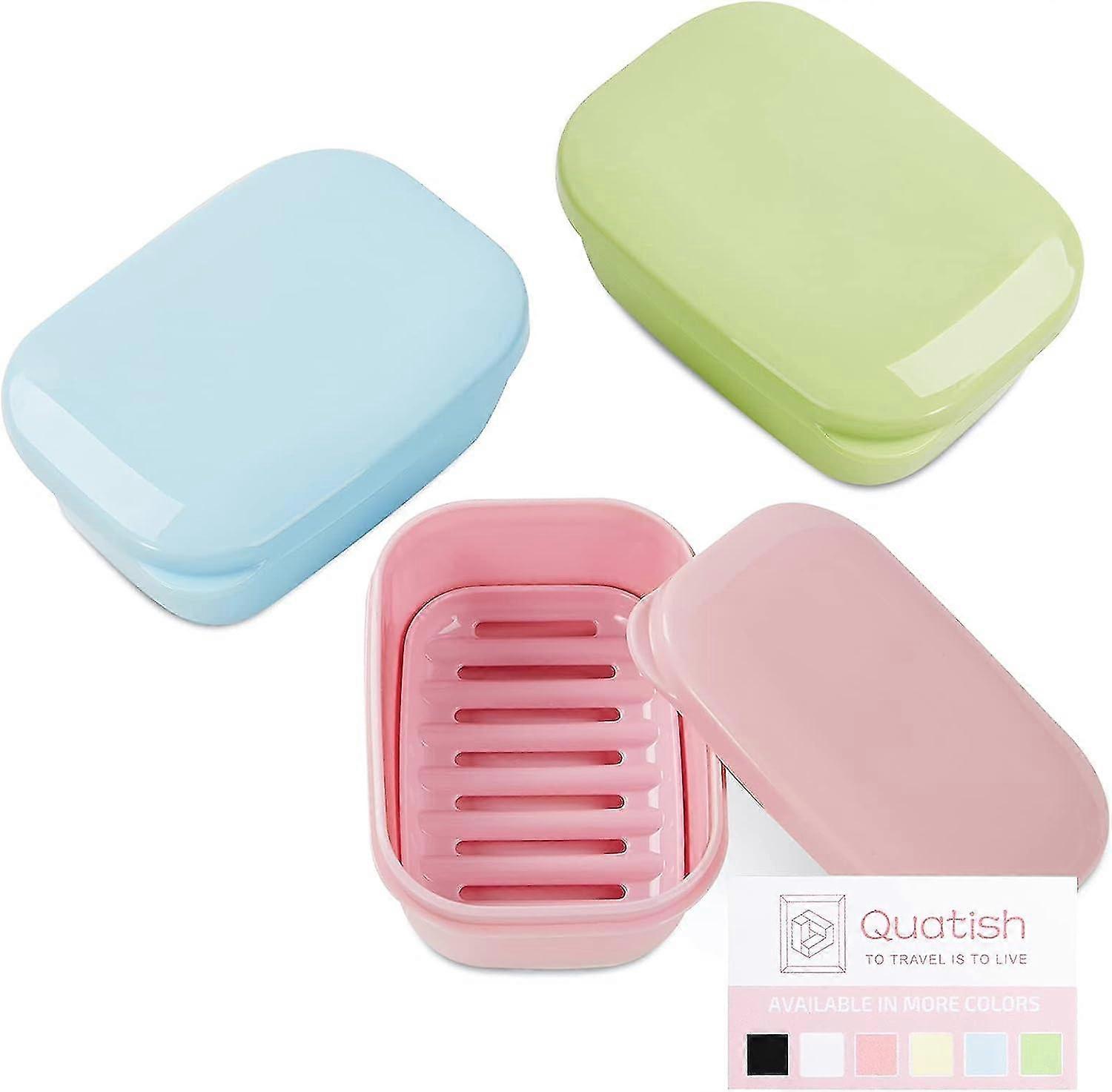 Soap Holder 3 Pack, Travel Soap Container With Lid, Portable Bar Soap Case, Leakproof Soap Box With Perforations - SNNGV
