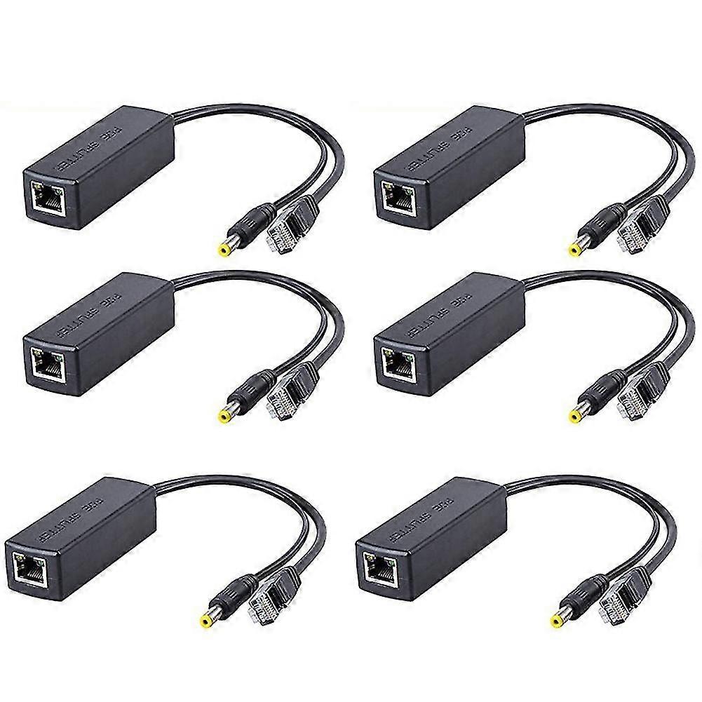 6pcs Poe Splitter 48v To 12v Poe Connectors Splitter Extender Injector Ieee802.3af/at 10/100m For P