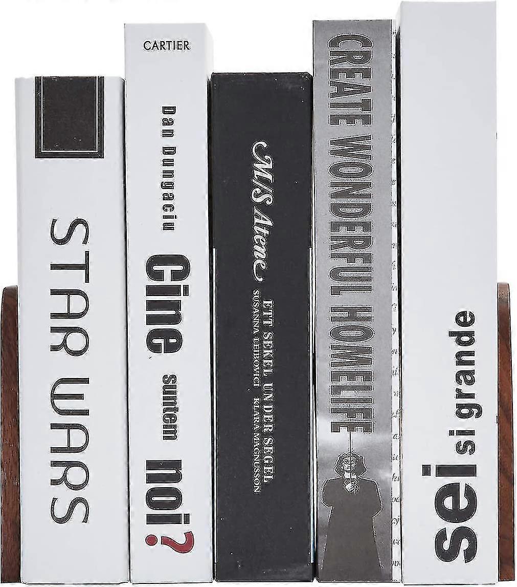 Wood Bookends,pack Of 1 Pair,non-skid,black Walnut,office Book Stand (black Walnut-a)
