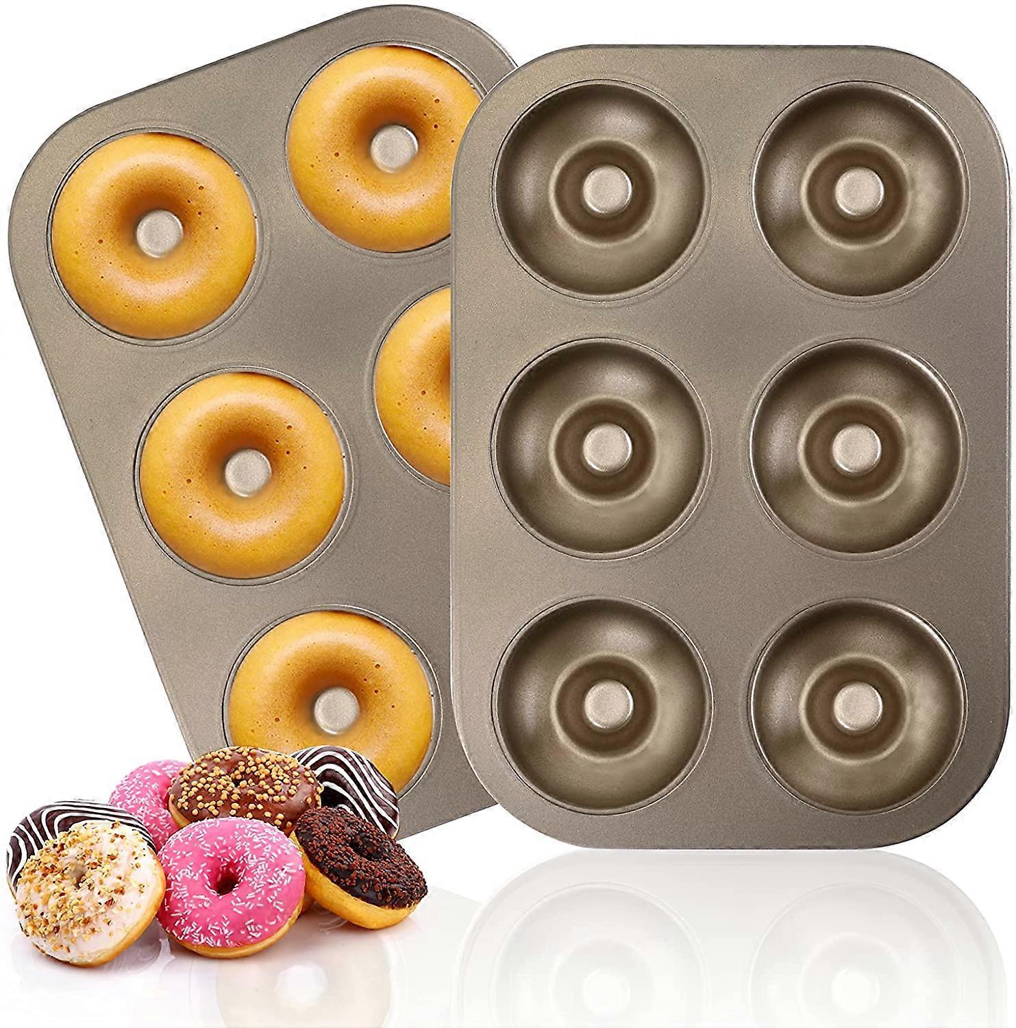 Donut bakformar, Non Stick 6 hålform, guld 10,4 * 7,2 * 1,7 tum