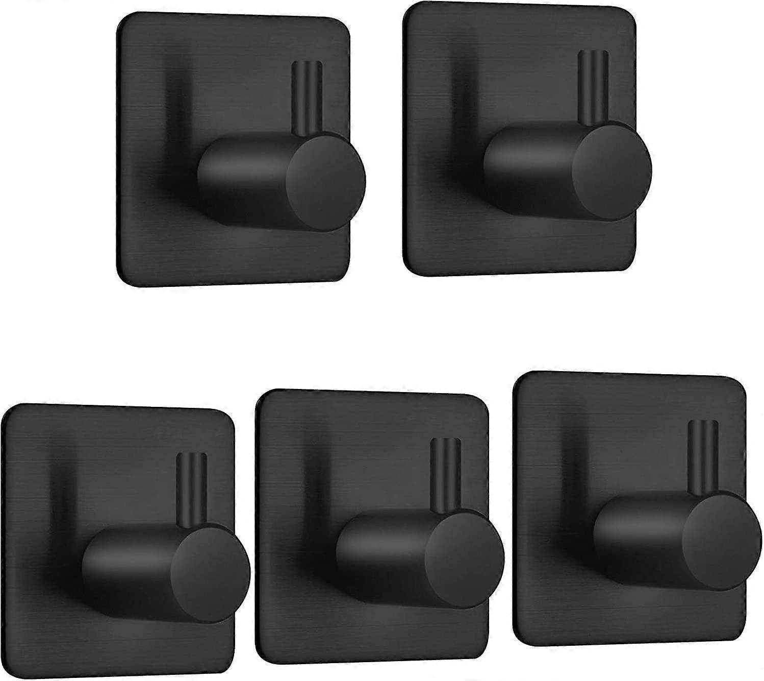Self Adhesive Hooks 5Pack, Stainless Steel Adhesive Coat Hooks