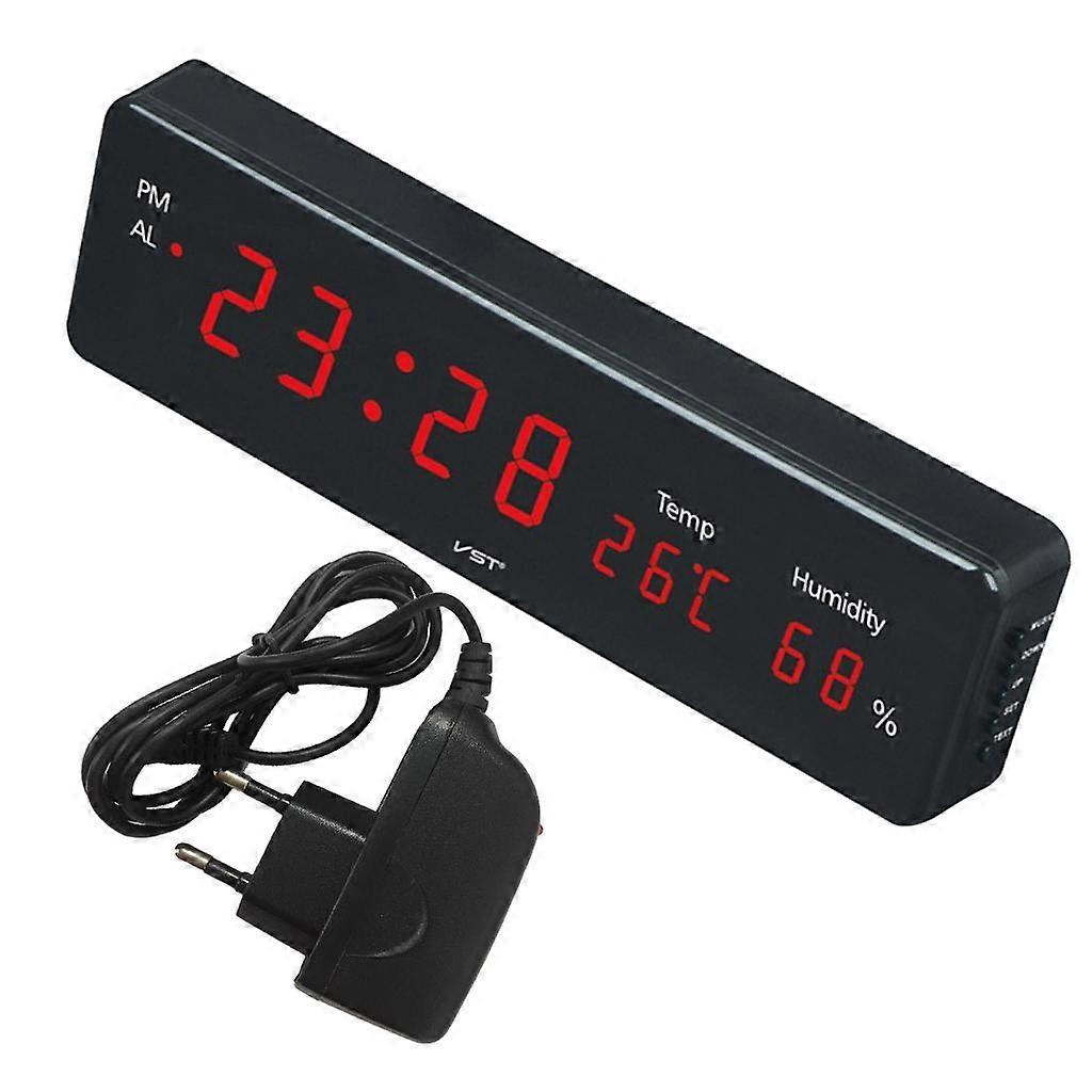 LED Digital Alarm Clock Electronic Clock with Temperature Hygrometer Red