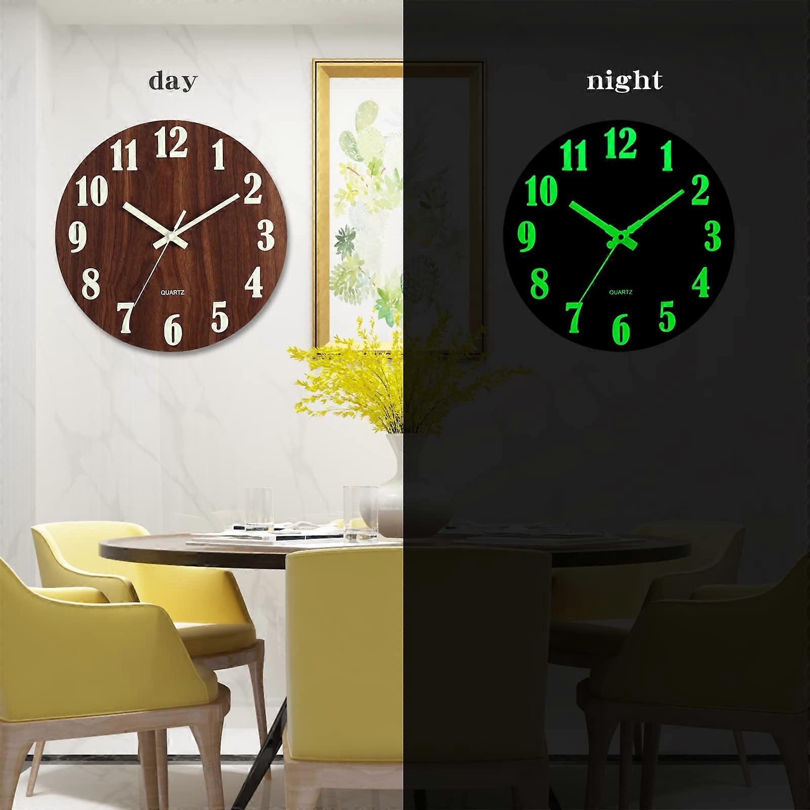 12 Inch Silent Luminous Wall Clock, Modern Battery Powered Luminous Clock, Quartz Clock Kitchen Wall Clock